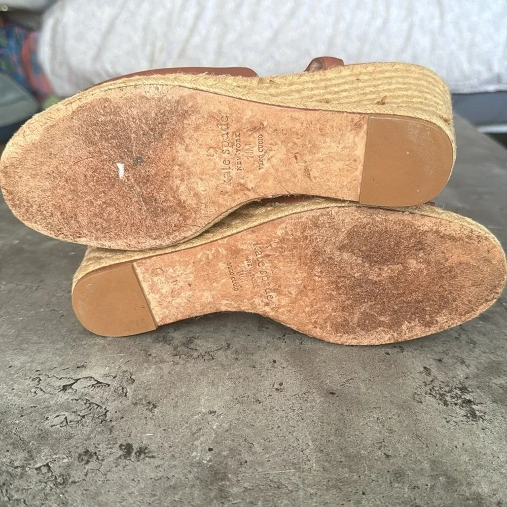 Kate Spade Bowdon Luggage Napa Natural Rope Wedge size 11